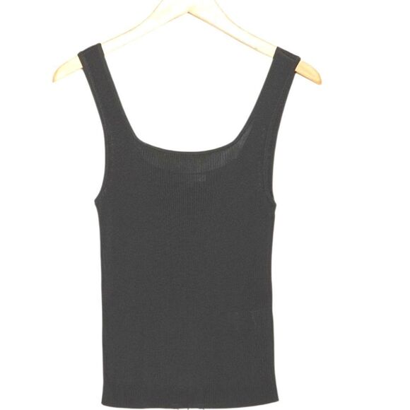 Madewell Soft Ribbed Sweater-Knit Tank Top Scoop Neck 100% Viscose Black Sz XS - Picture 12 of 12